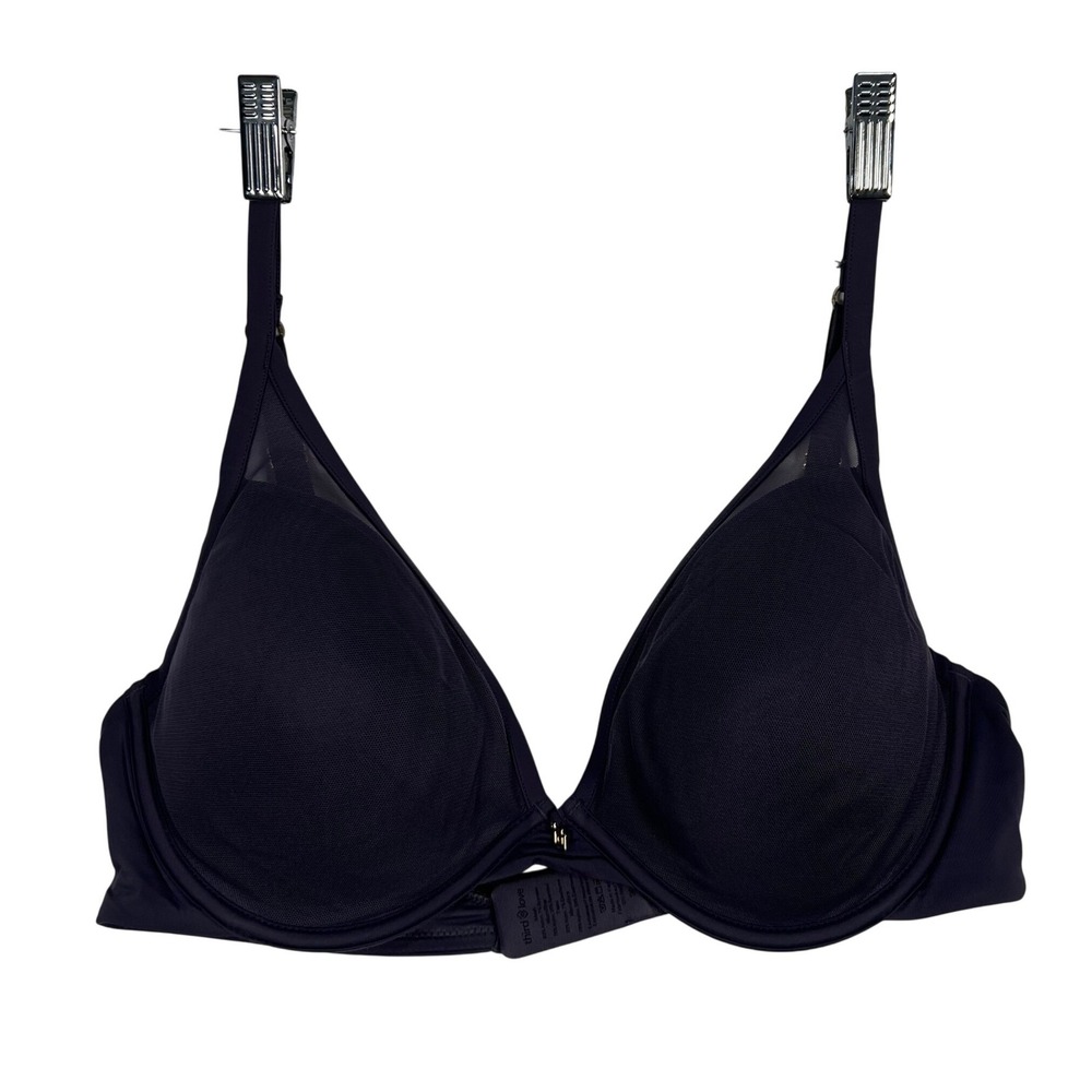ThirdLove 24/7 Classic Uplift Plunge Bra Purple Mesh Trim 36C 1/2